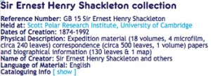 Archives Hub Record for Sir Ernest Shackleton